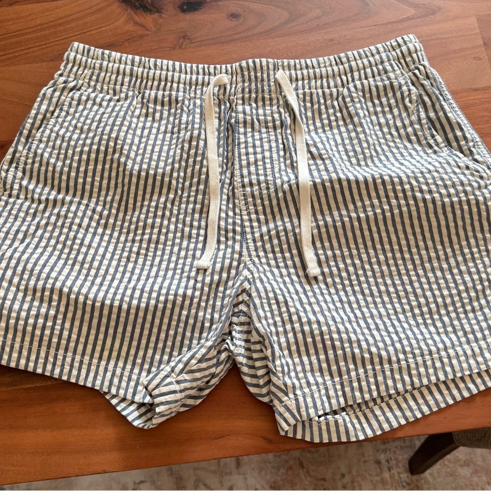 Todd Snyder Navy and White Striped Athletic Shorts